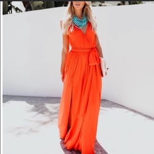 VICI Oliviacious bright orange flowy dress size small